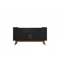 Manhattan Comfort 244BMC82 Addie 53.54 Sideboard with 5 Shelves in Matte Black and Cinnamon